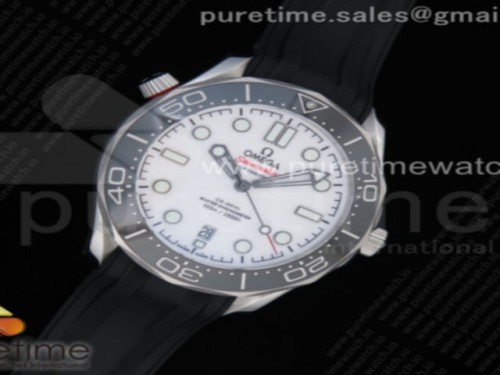 OM공장 오메가 씨마스터 다이버300 화이트다이얼 러버 _ 2019 Seamaster Diver 300M OMF Best Edition Black Ceramic White Dial on Black Rubber Strap A8800