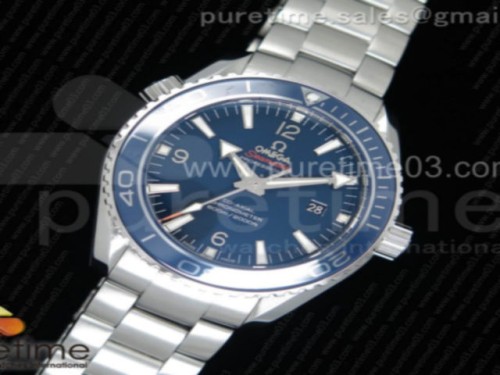OM공장 오메가 플래닛오션 45mm 블루베젤 _ 브슬 Planet Ocean Professional Blue Liquidmetal Bezel 45mm 11 OMF Best Edition on SS Bracelet A8500 (Black Balance Wheel)