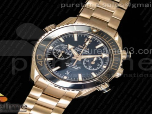 OM공장 오메가 플래닛오션 로즈골드 블랙다이얼 _ 금통 브슬 Planet Ocean Master Chronometer OMF RG Black Polished Bezel Black Dial on RG Bracelet A9901 (Black Balance Wheel)