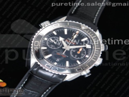 OM공장 오메가 플래닛오션 블랙다이얼 _ 가죽 Planet Ocean Master Chronometer OMF SS Black LiquidMetal on Black Leather Strap A9900 (Black Balance Wheel) V2