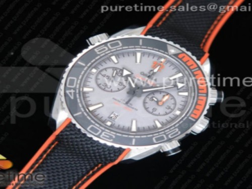 OM공장 오메가 플래닛오션 블랙오렌지 그레이 다이얼 _ 나토스트랩 Planet Ocean Master Chronometer OMF SS BlackOrange Polished Bezel Gray Dial on Black Nylon Strap A9900 (Black Balance Wheel) V2