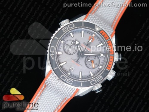 OM공장 오메가 플래닛오션 오렌지 그레이 다이얼 _ 그레이 나토스트랩 Planet Ocean Master Chronometer OMF SS BlackOrange Polished Bezel Gray Dial on Gray Nylon Strap A9900 (Black Balance Wheel) V2