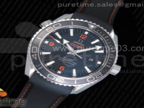 OM공장 오메가 플래닛오션 프로페셔널 세라믹베젤 오렌지 45MM _ 러버스트랩 Planet Ocean Professional Ceramic Bezel 45mm 11 OMF Best Edition Orange Marker on Rubber Strap A8500 (Black Balance Wheel)