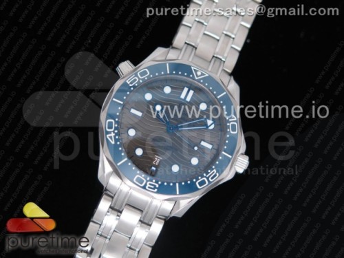 UR공장 오메가 2018 씨마스터 드라이버 그레이다이얼 블루베젤 _ 브슬 + 나일론스트랩 2018 Seamaster Diver 300M URF Maker Blue Bezel Gray Dial on SS Bracelet A8800 (Free Nylon)