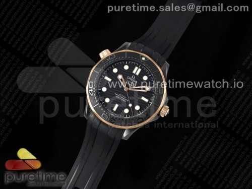 VS공장 Seamaster 300m 43.5mm Black Ceramic VSF 11 Best Edition Black Dial RG Bezel on Black Rubber Strap A8806