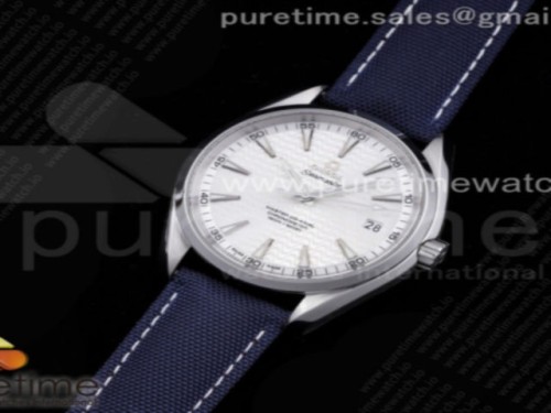 VS공장 아쿠아테라 화이트물결다이얼 나일론스트랩 _ Aqua Terra 150M SS VSF 11 Best Edition White Wave Textured Dial on Blue Nylon Strap A8500 Super Clone