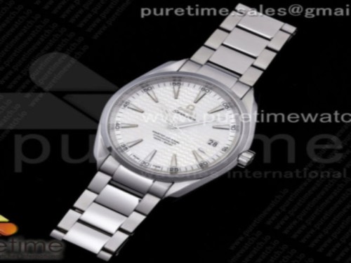 VS공장 아쿠아테라 화이트물결다이얼 브슬 _ Aqua Terra 150M SS VSF 11 Best Edition White Wave Textured Dial on SS Bracelet A8500 Super Clone