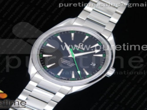 VS공장 오메가 그린 다이얼 아쿠아테라 150M Aqua Terra 150M SS VSF 11 Best Edition Black Textured Dial Green Hand on SS Bracelet A8500 Super Clone