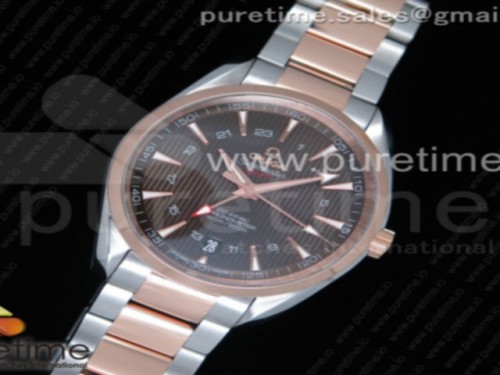 VS공장 오메가 브라운 다이얼 아쿠아테라 GMT 로즈골드 콤비 150M Aqua Terra 150M GMT SS_RG VSF 1_1 Best Edition Brown Textured Dial on SS_RG Bracelet A8605 Super Clone
