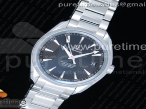 VS공장 오메가 블랙 다이얼 아쿠아테라 150M Aqua Terra 150M SS VSF 11 Best Edition Black Textured Dial Silver Markers on SS Bracelet A8500 Super Clone