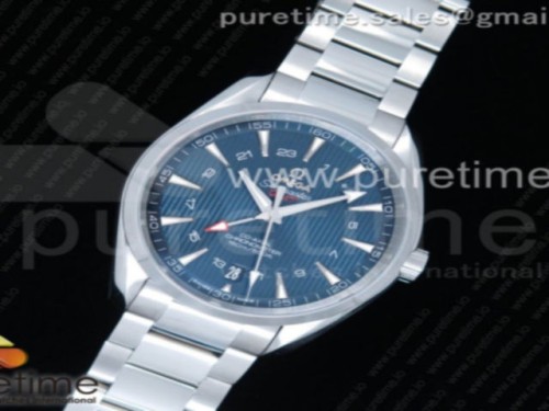 VS공장 오메가 블랙 다이얼 아쿠아테라 GMT 150M Aqua Terra 150M GMT SS VSF 11 Best Edition Black Textured Dial on SS Bracelet A8605 Super Clone