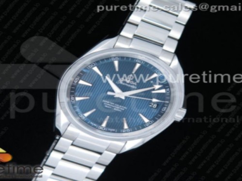 VS공장 오메가 블루 다이얼 아쿠아테라 150M Aqua Terra 150M SS VSF 11 Best Edition Blue Textured Dial Silver Markers on SS Bracelet A8500 Super Clone