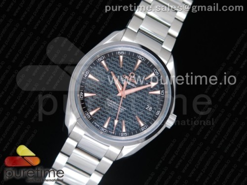 VS공장 오메가 아쿠아 테라 150M Aqua Terra 150M SS VSF 1_1 Best Edition Black Wave Textured Dial RG Hand on SS Bracelet A8500 Super Clone