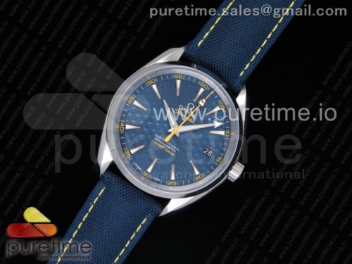 VS공장 오메가 아쿠아 테라 스펙터 15007 블루 나일론 스트랩 Omega Aqua Terra 15007 Gauss _Spectre_ VSF 1_1 Best Edition Blue Textured Dial on Blue Nylon Strap A8507 Super Clone