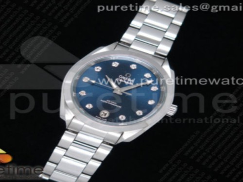 VS공장 오메가 아쿠아테라 34MM 블루다이아다이얼 브슬 _ Aqua Terra 150M 34mm Ladies SS VSF 11 Best Edition Blue Dial Diamonds Markers on SS Bracelet A8800