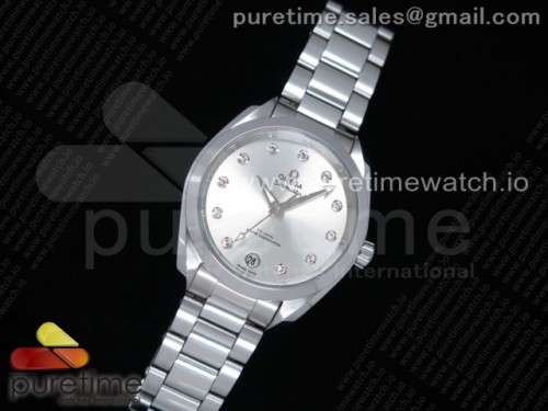 VS공장 오메가 아쿠아테라 34MM 실버다이아다이얼 브슬 _ Aqua Terra 150M 34mm Ladies SS VSF 11 Best Edition Silver Dial Diamonds Markers on SS Bracelet A8800