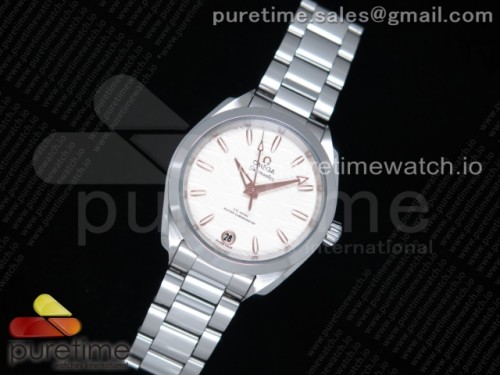 VS공장 오메가 아쿠아테라 34MM 화이트다이얼 골드핸즈 브슬 _ Aqua Terra 150M 34mm Ladies SS VSF 11 Best Edition White Wave Dial RG Markers on SS Bracelet A8800