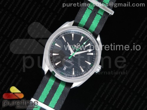 VS공장 오메가 아쿠아테라 150M Aqua Terra 150M Master Chronometers VSF 1_1 Best Edition Black Dial Green Hand on Black_Green Nato Strap A8900 Super Clone