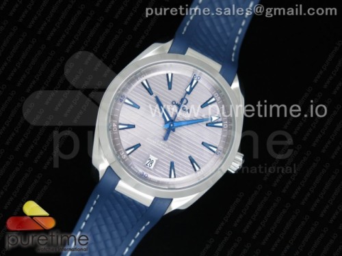 VS공장 오메가 아쿠아테라 150M Aqua Terra 150M Master Chronometers VSF 1_1 Best Edition Gray Dial Blue Hand on Blue Rubber Strap A8900 Super Clone
