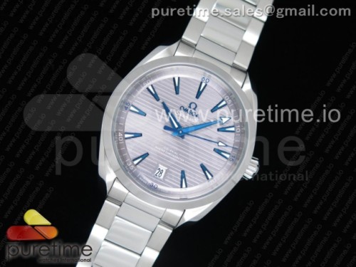 VS공장 오메가 아쿠아테라 150M Aqua Terra 150M Master Chronometers VSF 1_1 Best Edition Gray Dial Blue Hand on SS Bracelet A8900 Super Clone