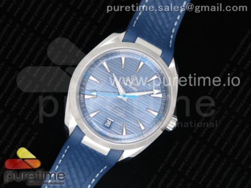 VS공장 오메가 아쿠아테라 150M Aqua Terra 150M Master Chronometers VSF 1_1 Best Edition Light Blue Dial Blue Hand on Light Blue Rubber Strap A8900 Super Clone