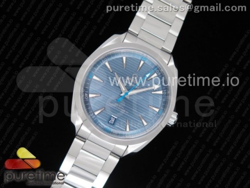 VS공장 오메가 아쿠아테라 150M Aqua Terra 150M Master Chronometers VSF 1_1 Best Edition Light Blue Dial Blue Hand on SS Bracelet A8900 Super Clone