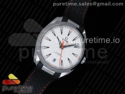 VS공장 오메가 아쿠아테라 150M Aqua Terra 150M Master Chronometers VSF 1_1 Best Edition White Dial Orange Hand on Black Rubber Strap A8900 Super Clone