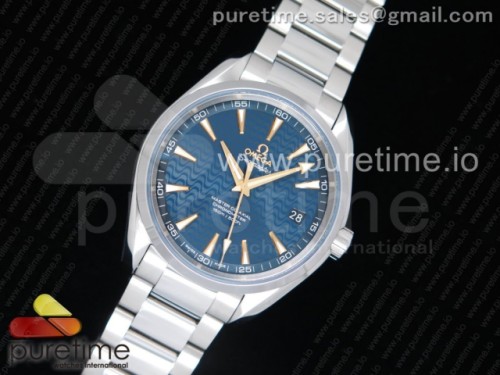 VS공장 오메가 아쿠아테라 150MM Aqua Terra 150M SS VSF 1_1 Best Edition Blue Wave Textured Dial YG Hand on SS Bracelet A8500 Super Clone