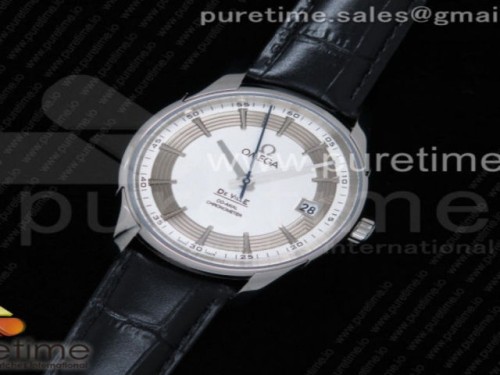 AC공장 오메가 드빌 아워비전 41MM 스틸 화이트다이얼 가죽 _ De Ville Hour Vision 41mm SS ACF 11 Best Edition Black Dial on Black Leather Strap A23J