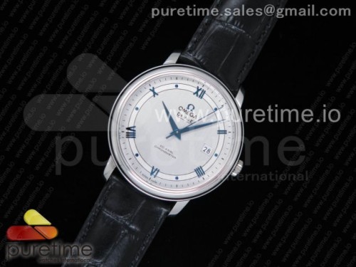 FK공장 오메가 드빌 _ 가죽 De Ville SS FKF 1_1 Best Edition Gray Dial Blue Markers on Black Leather Strap A2824