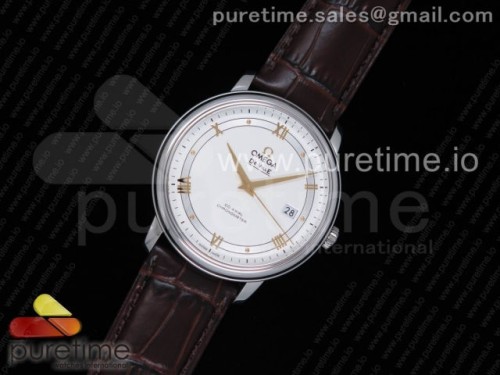 FK공장 오메가 드빌 _ 가죽 De Ville SS FKF 1_1 Best Edition White Dial YG Markers on Brown Leather Strap A2824