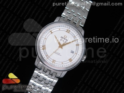 FK공장 오메가 드빌 _ 브슬 De Ville SS FKF 1_1 Best Edition White Dial YG Markers on SS Bracelet A2824