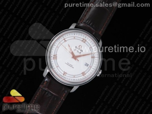 MK공장 V4 오메가 드밀 화이트 다이얼 로즈골드 마커스 브라운 레더 스트랩 De Ville SS MKF 1_1 Best Edition White Dial RG Markers on Brown Leather Strap MIYOTA 9015 V4