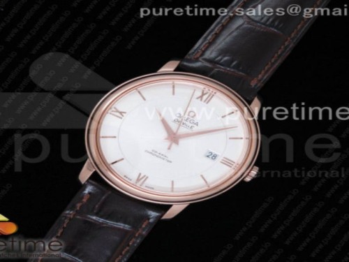 MK공장 V4 오메가 드빌 실버 다이얼 로즈 골드 _ 가죽 De Ville RG MKF 11 Best Edition Silver Dial RG Markers on Brown Leather Strap MIYOTA 9015 V4