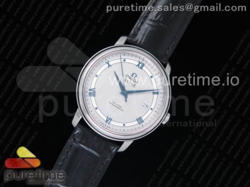 MK공장 V4 오메가 드빌 실버 다이얼 블루 마커스 블랙 레더 스트랩 De Ville SS MKF 1_1 Best Edition Silver Dial Blue Markers on Black Leather Strap MIYOTA 9015 V4