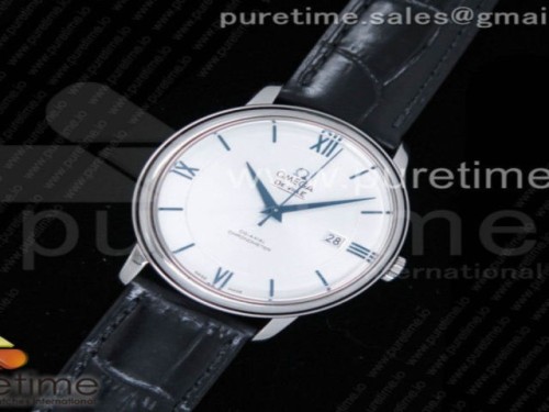 MK공장 V4 오메가 드빌 화이트 다이얼 블루 _ 가죽 De Ville SS MKF 11 Best Edition White Dial Blue Markers on Black Leather Strap MIYOTA 9015 V4