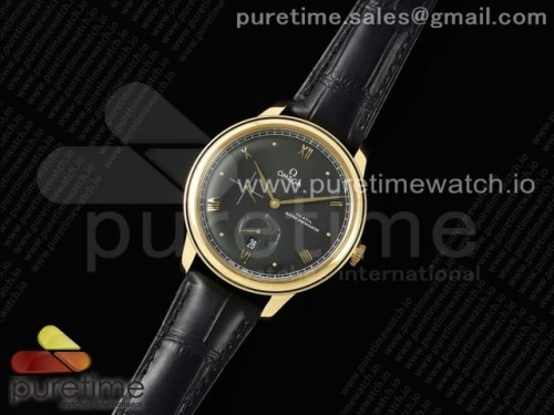MK공장 오메가 드빌 데이트 블랙 다이얼 로즈골드 De Ville Power Reserve YG MKF 11 Best Edition Black Dial on Black Leather Strap A8810