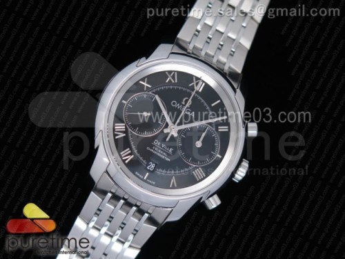 OM공장 오메가 드빌 크로노그래프 42MM 블랙 다이얼 브슬 De Ville Chronograph 42mm SS OMF 11 Best Edition Black Dial on SS Bracelet A9900 (Black Balance Wheel)