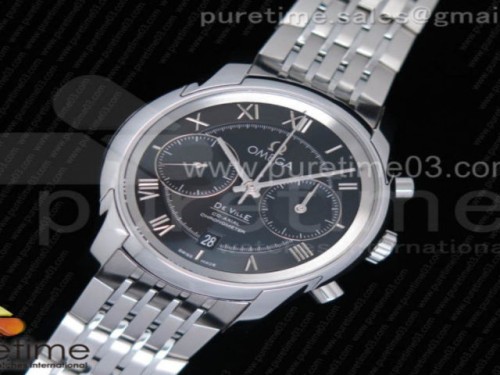 OM공장 오메가 드빌 크로노그래프 42MM 블루 다이얼 브슬 De Ville Chronograph 42mm SS OMF 11 Best Edition Blue Dial on SS Bracelet A9300 (Black Balance Wheel)