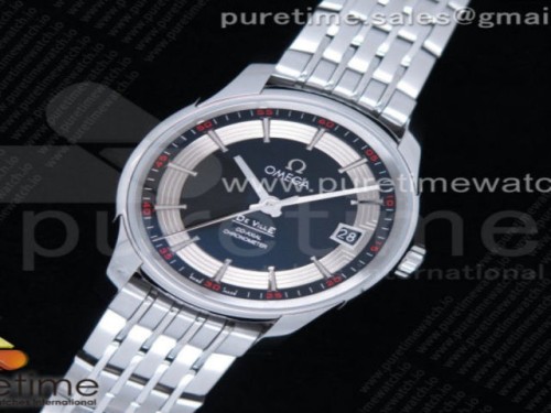 VS공장 오메가 드빌 아워비전 41MM 스탤 블랙앤실버다이얼 브슬 _ De Ville Hour Vision 41mm SS VSF 11 Best Edition BlackSilver Dial on SS Bracelet A8500 Super Clone