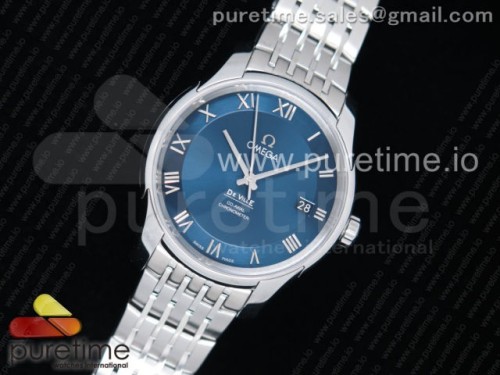 VS공장 오메가 드빌 아워비전 41MM 스틸 블루로만 브슬 _ De Ville Hour Vision 41mm SS VSF 11 Best Edition Blue Dial Roman Markers on SS Bracelet A8500 Super Clone