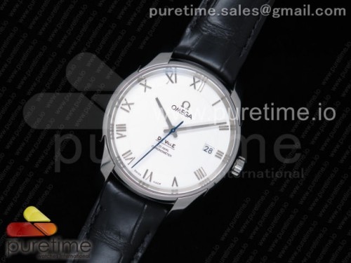 VS공장 오메가 드빌 아워비전 41MM 스틸 화이트다이얼 가죽 _ De Ville Hour Vision 41mm SS VSF 11 Best Edition White Dial on Black Crocodile Strap A8500 Super Clone