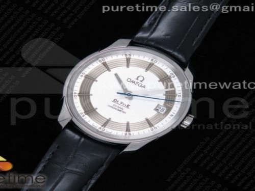 VS공장 오메가 드빌 아워비전 41MM 스틸 화이트다이얼 악어가죽 _ De Ville Hour Vision 41mm SS VSF 11 Best Edition White Dial on Black Croco Leather Strap A8500 Super Clone
