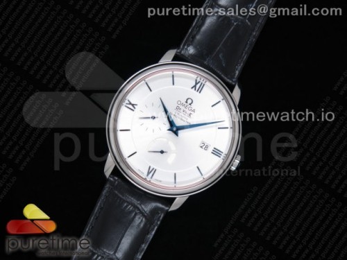 ZF공장 오메가 드빌 프레스티지 파워리저브 화이트다이얼 가죽 _ De Ville Prestige Real PR SS ZF 11 Best Edition White Dial Blue Markers on Black Leather Strap MIYOTA 9015