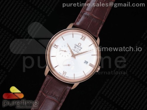 ZF공장 오메가 드빌 프레스티지 파워리저브 화이트다이얼 로즈골드 가죽 _ De Ville Prestige Real PR RG ZF 11 Best Edition White Dial on Brown Leather Strap MIYOTA 9015