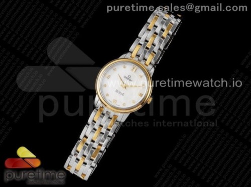 ZF공장 오메가 드빌 화이트 다이아다이얼 옐로우골드 콤비 브슬 _ De Ville Prestige Quartz 27mm SS_YG ZF 1_1 Best Edition White Dial on SS_YG Bracelet Jap Quartz