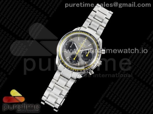 HR공장 오메가 스피드마스터 레이싱마스터 그레이_블랙다이얼 브슬 _ Speedmaster Racing Master SS HRF 1_1 Best Edition Gray_Black Dial on SS Bracelet A7750