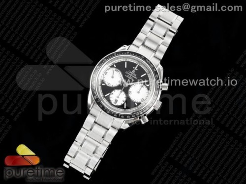 HR공장 오메가 스피드마스터 레이싱마스터 블랙_화이트다이얼 브슬 _ Speedmaster Racing Master SS HRF 1_1 Best Edition Black_White Dial on SS Bracelet A7750