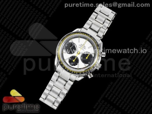 HR공장 오메가 스피드마스터 레이싱마스터 화이트_블랙다이얼 브슬 _ Speedmaster Racing Master SS HRF 1_1 Best Edition White_Black Dial on SS Bracelet A7750