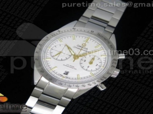 OM 공장 오메가 스피드마스터 화이트골드 다이얼 _ 브슬 Speedmaster '57 Co-Axial OMF 11 Best Edition WhiteYG Dial on SS Bracelet A9300 (Black Balance Wheel)